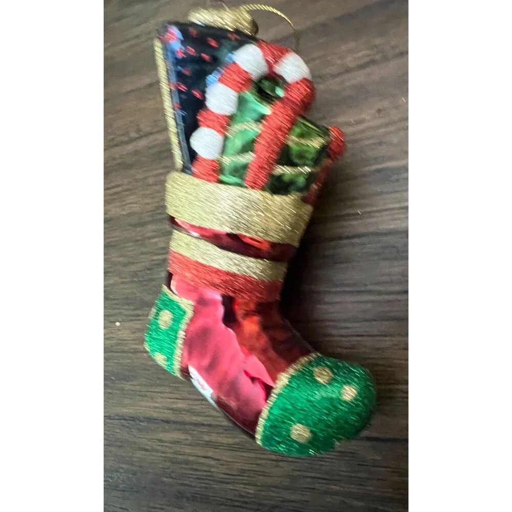 Large Blown Glass Christmas Ornament Teddy Bear Stocking Candy Cane julia's